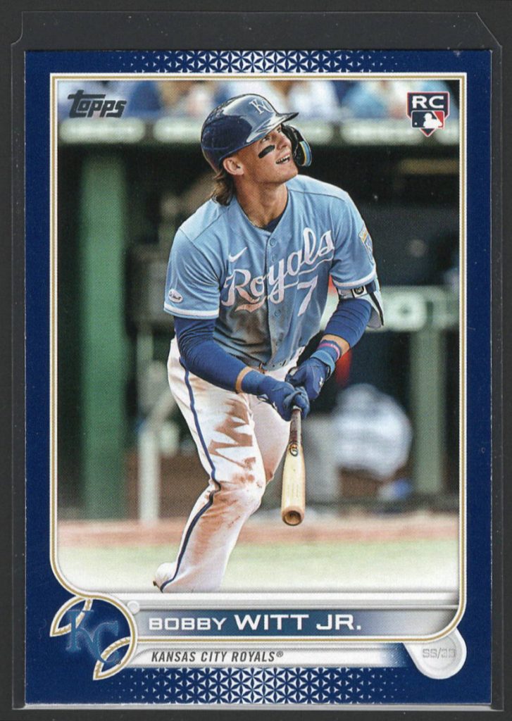 2022 Topps Update Series #US100 Bobby Witt Jr. Rookie Royal Blue Parallel front