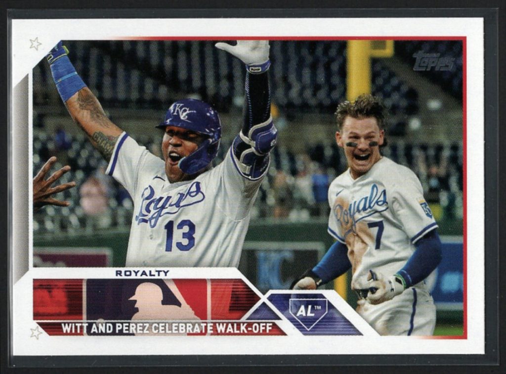 2023 Topps Update Series #US36 Salvador Perez Bobby Witt Jr. Veteran Combos front