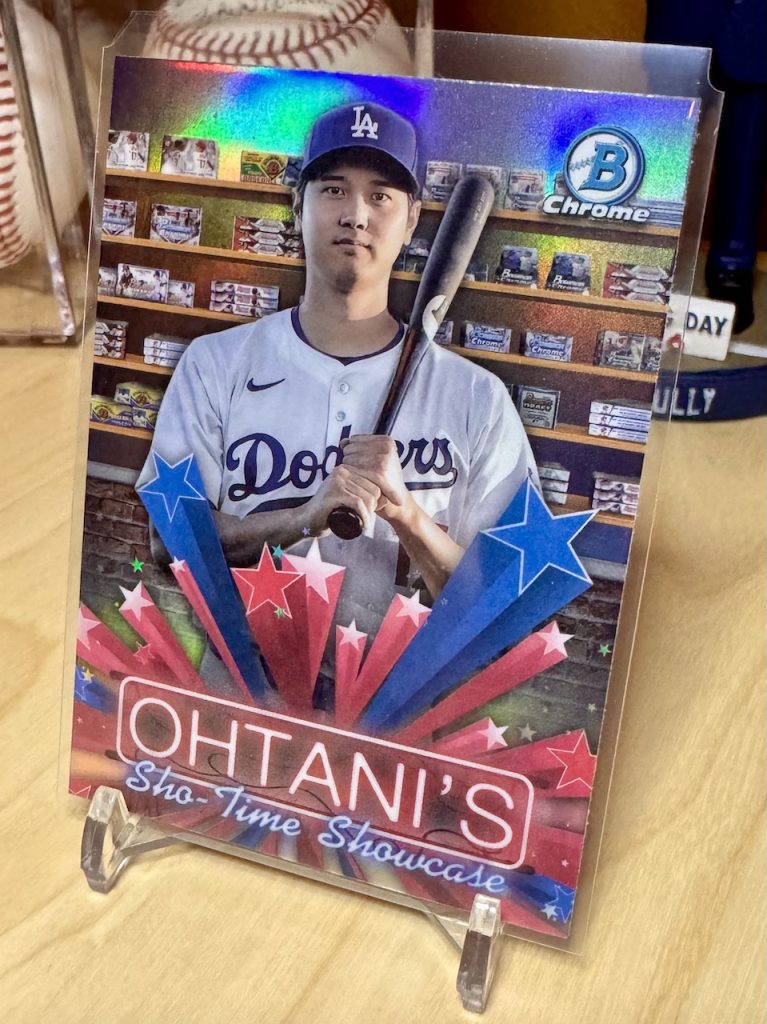 2025 Bowman #HS-4 Shohei Ohtani Hobby Stars Chrome reflection