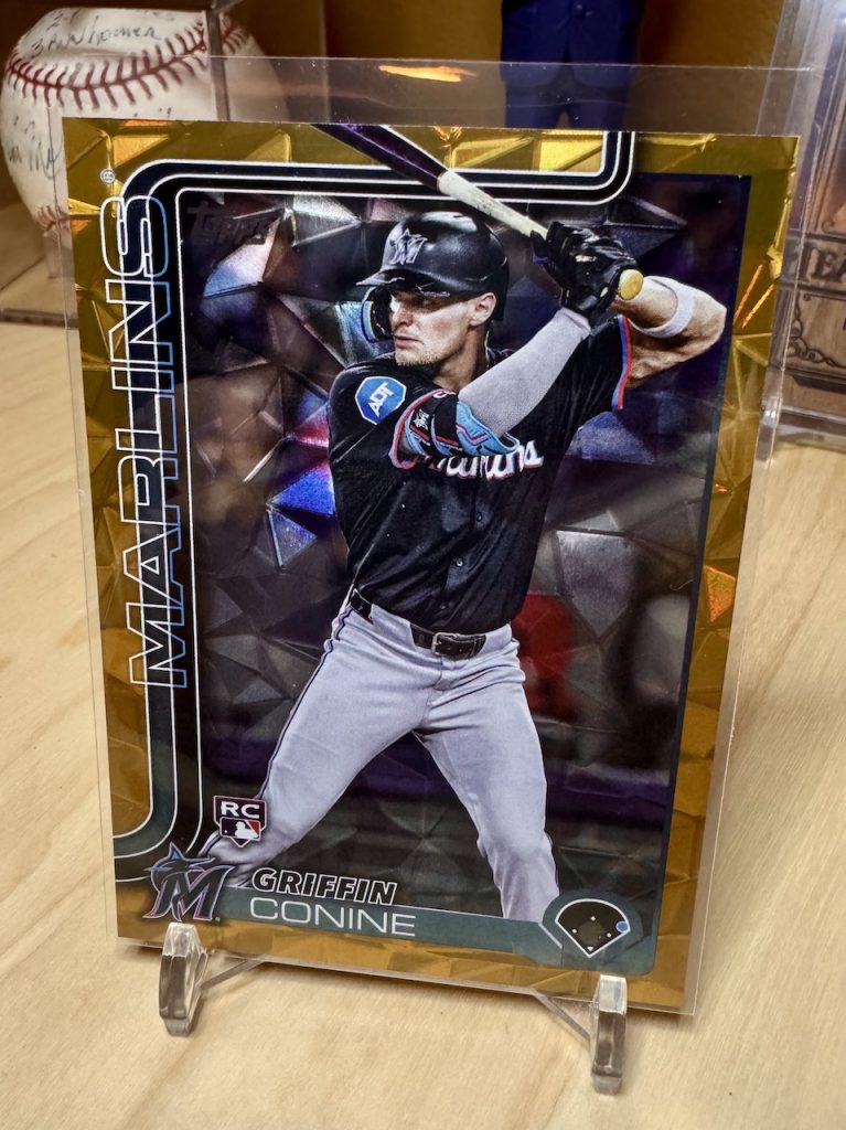 2025 Topps #447 Griffin Conine Rookie Gold Diamante Foil /50 reflection