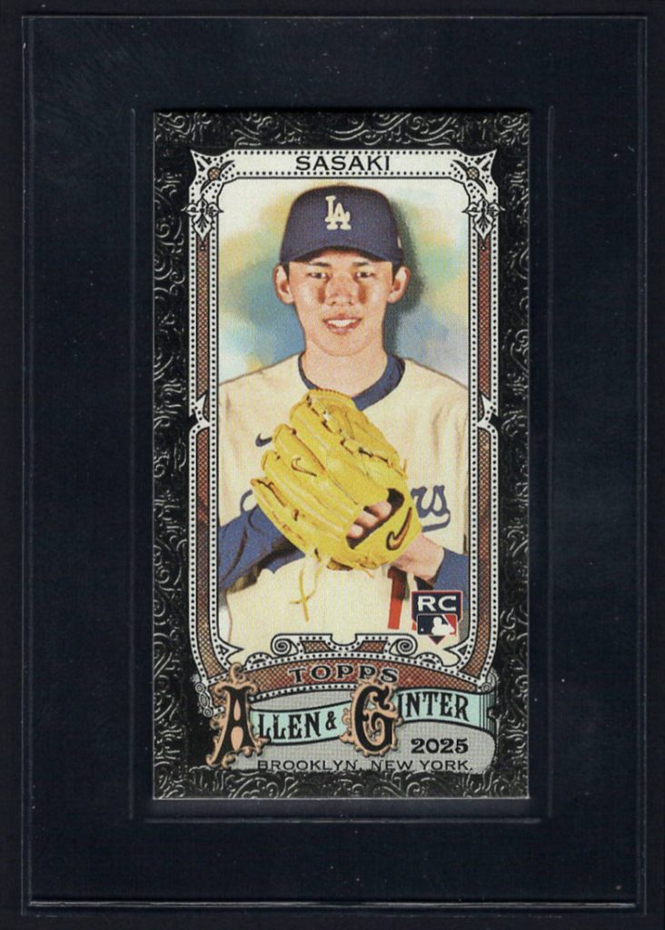 2025 Topps Allen & Ginter #92 Roki Sasaki Rookie Mini Black Border front