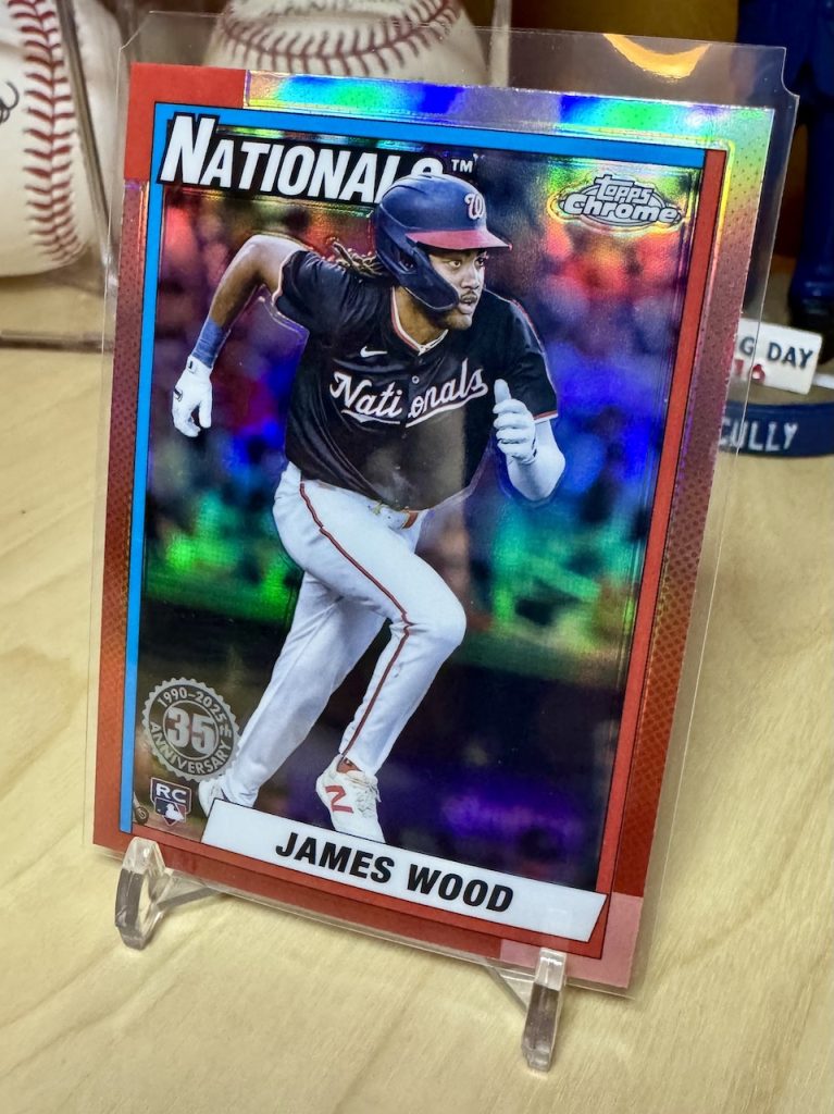 2025 Topps Chrome #90CB-15 James Wood Rookie 1990 35th Anniversary insert reflection