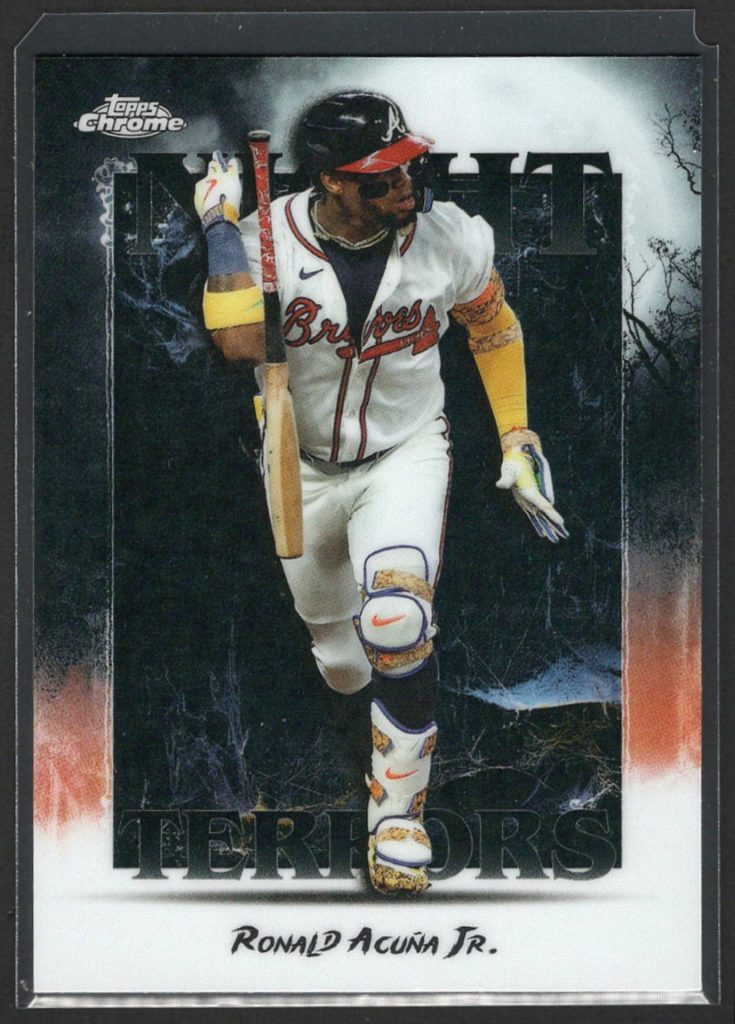 2025 Topps Chrome Update Series #NT-3 Ronald Acuna Jr. Night Terrors insert front