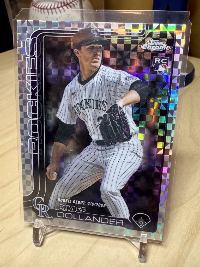 2025 Topps Chrome Update Series #USC175 Chase Dollander Rookie X-Fractor reflection