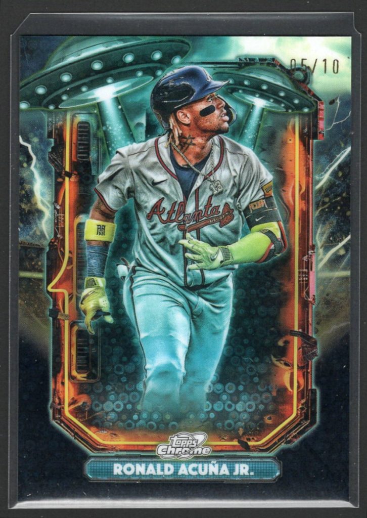 2025 Topps Cosmic Chrome #ET-17 Ronald Acuna Jr. Extraterrestrial Talent Black Eclipse Refractor insert /10 front