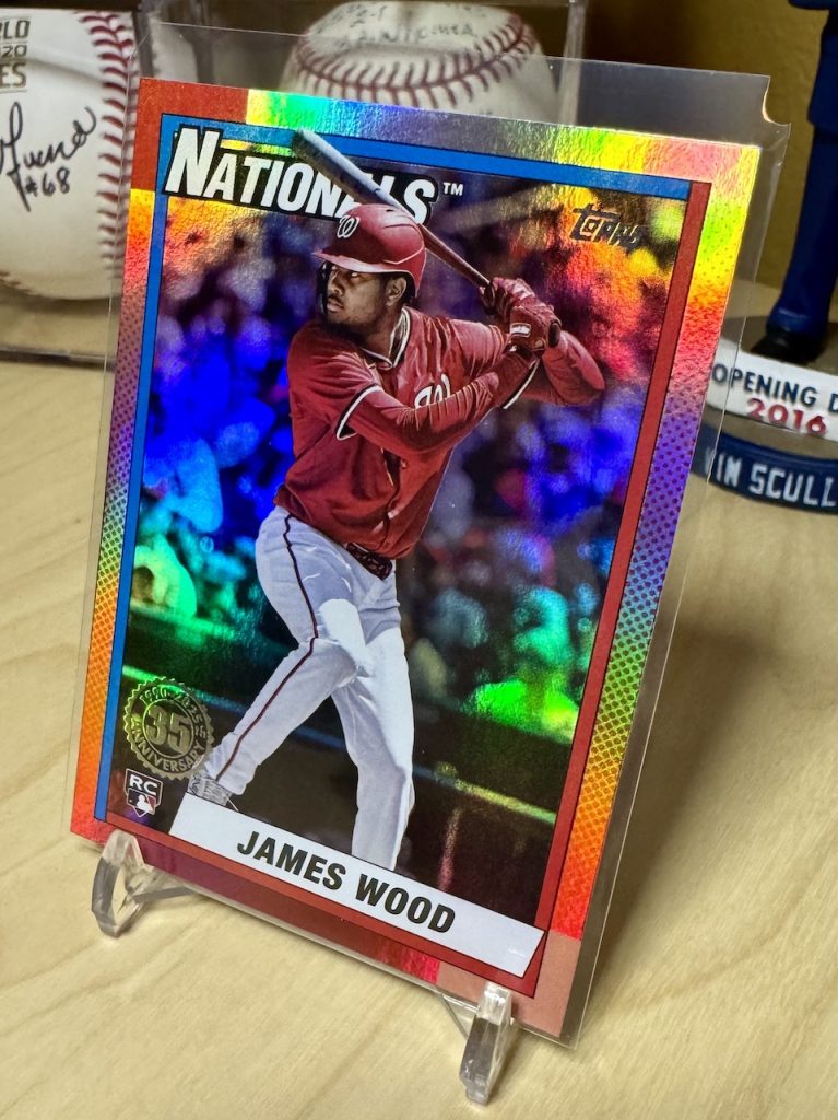 2025 Topps Update Series #U90-28 James Wood Rookie 1990 35th Anniversary reflection