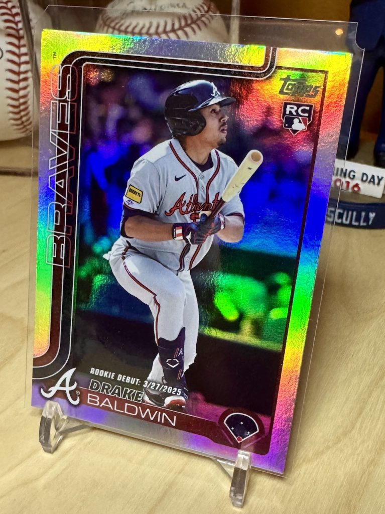 2025 Topps Update Series #US113 Drake Baldwin Rookie Rainbow Foil reflection