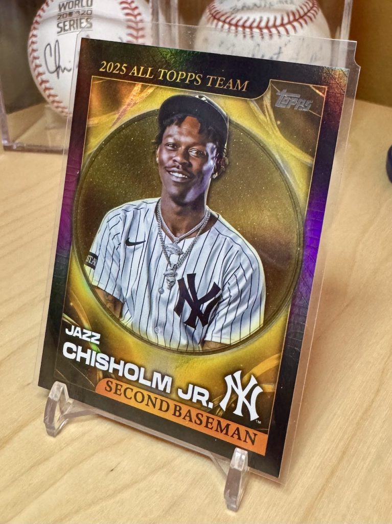 2026 Topps #ATT-3 Jazz Chisholm Jr. All Topps Team Pink Foil parallel insert reflection