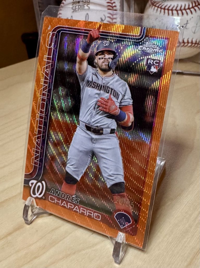 2025 Topps Chrome Update #USC187 Andres Chaparro Rookie Orange Wave /25 reflection
