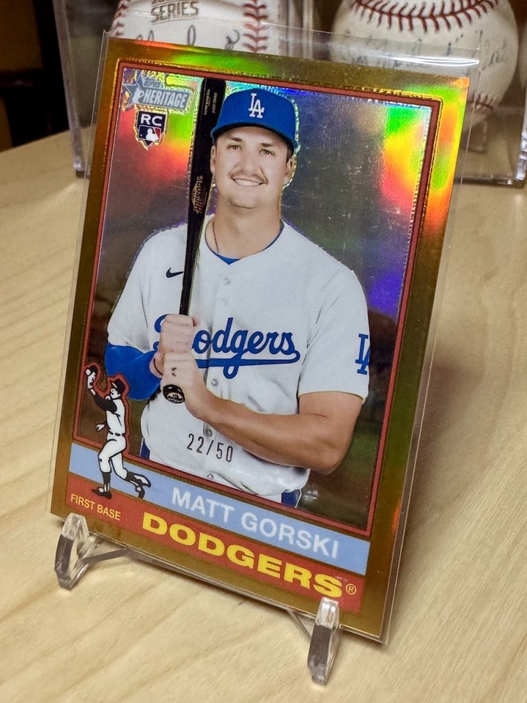 2025 Topps Heritage High Number #555 Matt Gorski Rookie Chrome Gold Bordered parallel /50 reflection