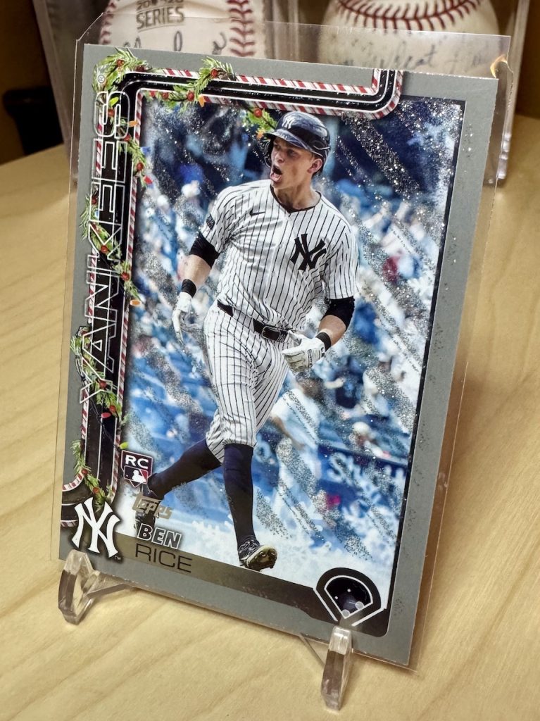 2025 Topps Holiday #H8 Ben Rice Rookie Glitter Holiday parallel reflection