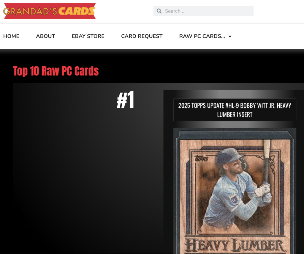 Grandads Cards Top 10 Raw PC Cards