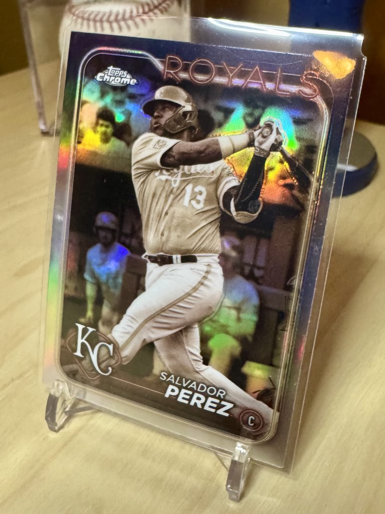 2024 Topps Chrome #117 Salvador Perez Sepia Refractor reflection