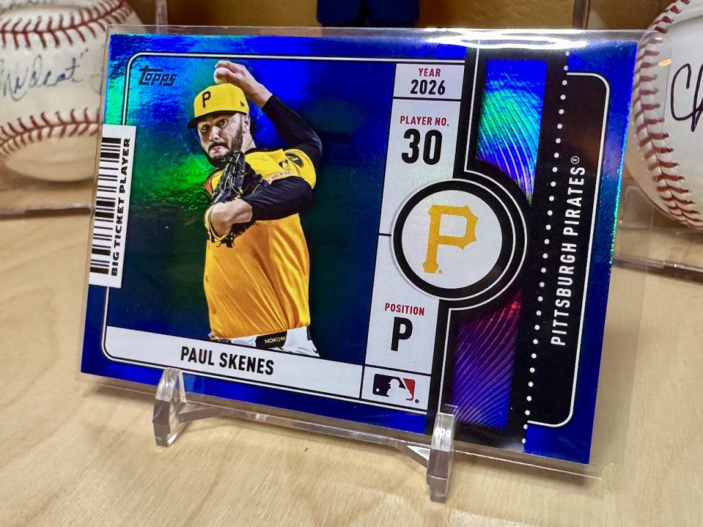 2026 Topps #BTP-14 Paul Skenes Big Ticket Player insert Blue Foil :150 reflection